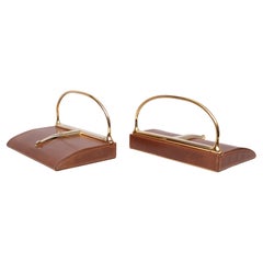 Exclusive Gucci Horse bit Leather Bookends 1970s Italy .