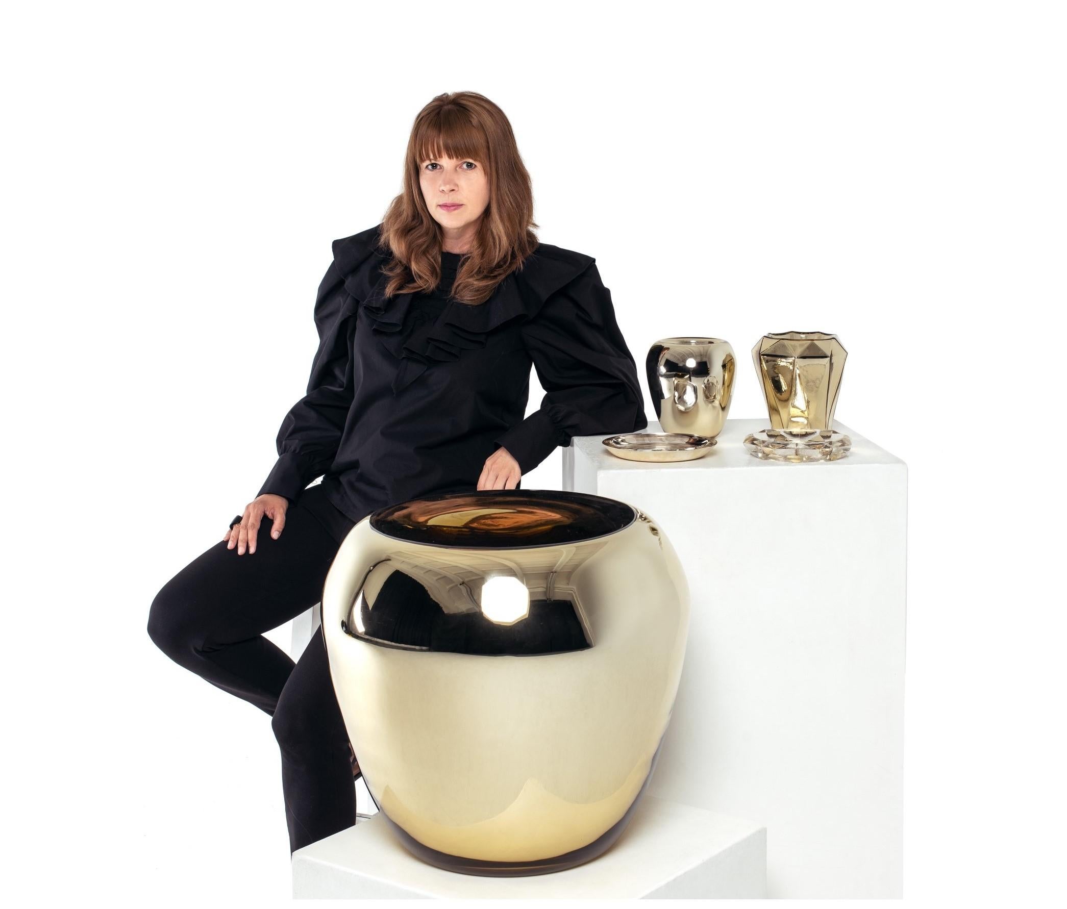 Exclusive Hand Blown Designer Glass Coffee Table TEJA Silver – By Ivana Steiner 4