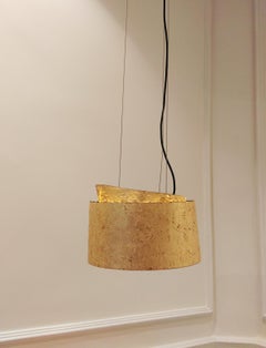 Exclusive Handmade Gold Leaf Pendant Light  One of a Kind Artisan Metalwork