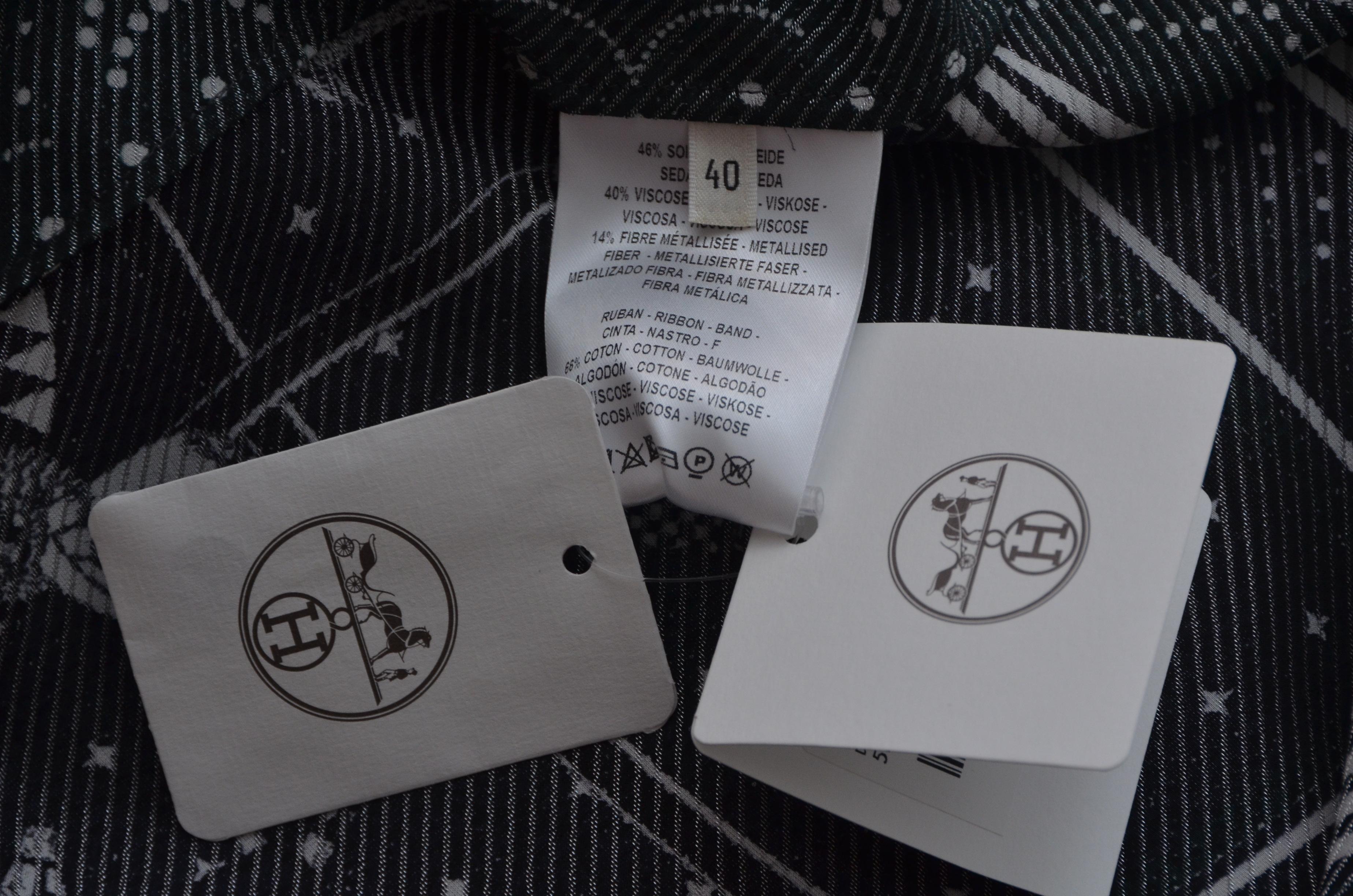 HERMES Horse Print Runway Fall 2019  Metallic Jacquard Tunic Top   NEW  W Tags 6
