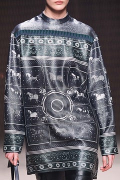HERMES Horse Print Runway Fall 2019  Metallic Jacquard Tunic Top   NEW  W Tags