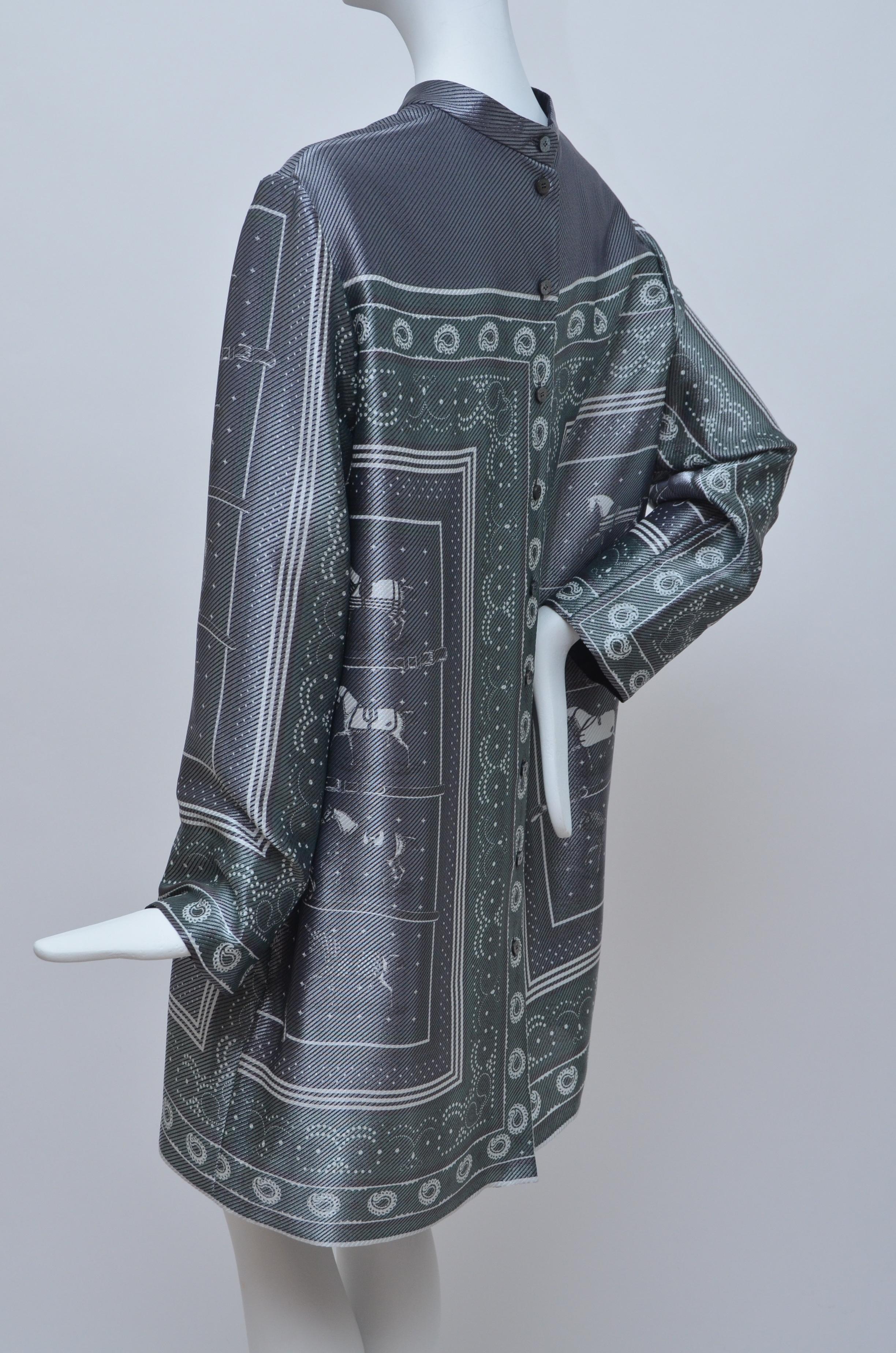 HERMES Horse Print Runway Fall 2019  Metallic Jacquard Tunic Top   NEW  W Tags 1