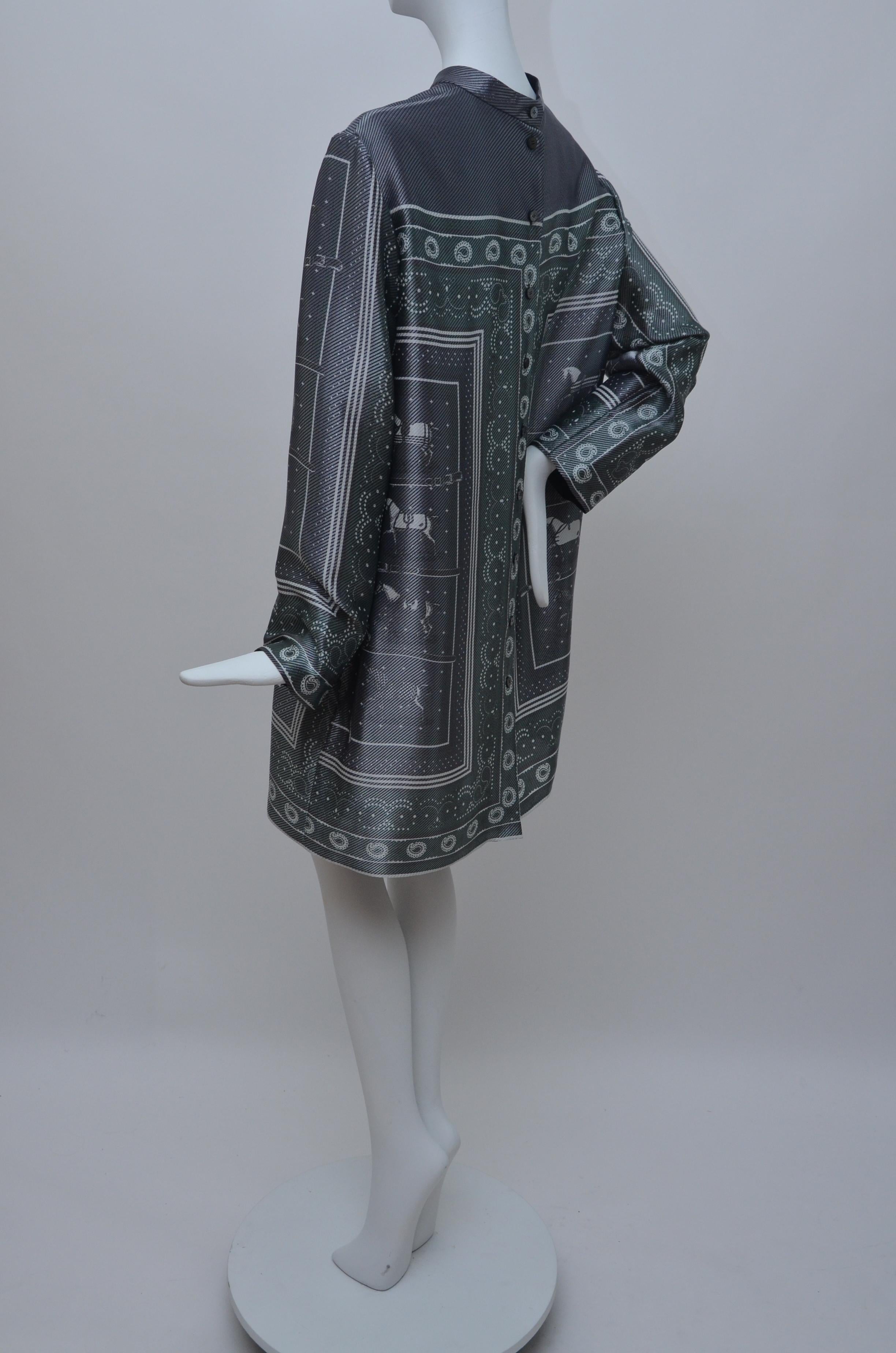 HERMES Horse Print Runway Fall 2019  Metallic Jacquard Tunic Top   NEW  W Tags 2