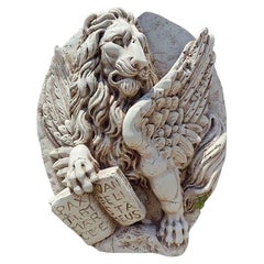 Exclusive High Relief in Asiago Biancone marble depicting the Lion of Saint Mark
