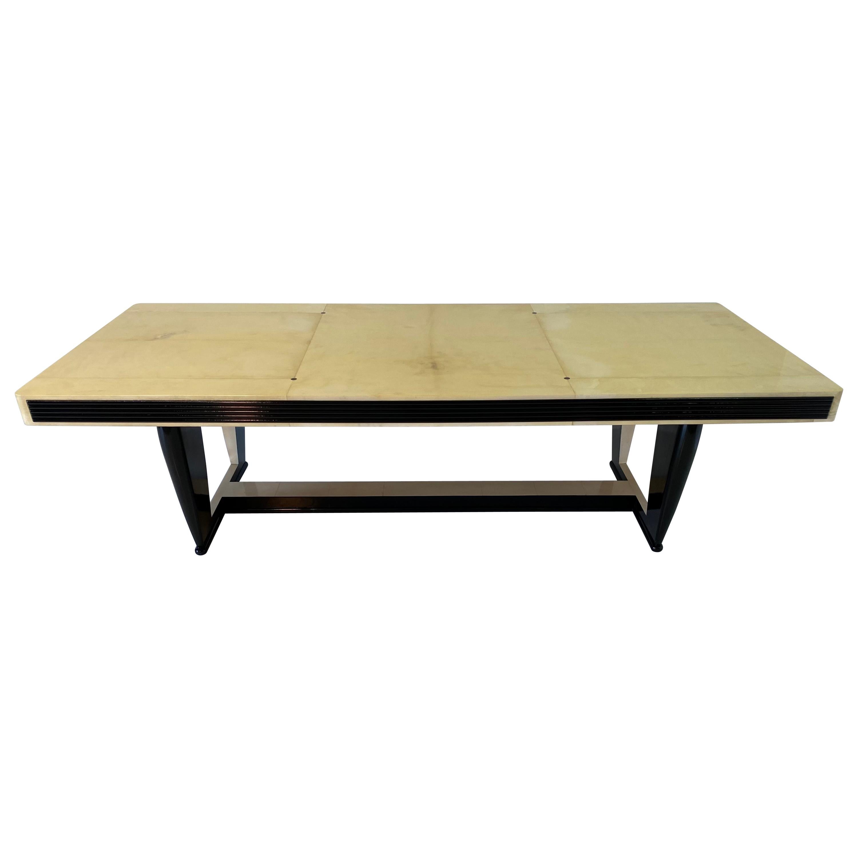 Exclusive Italian Art Deco Parchment Dining Table, 1940s
