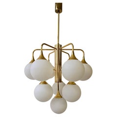 Lustre italien exclusif avec 10 globes en opaline