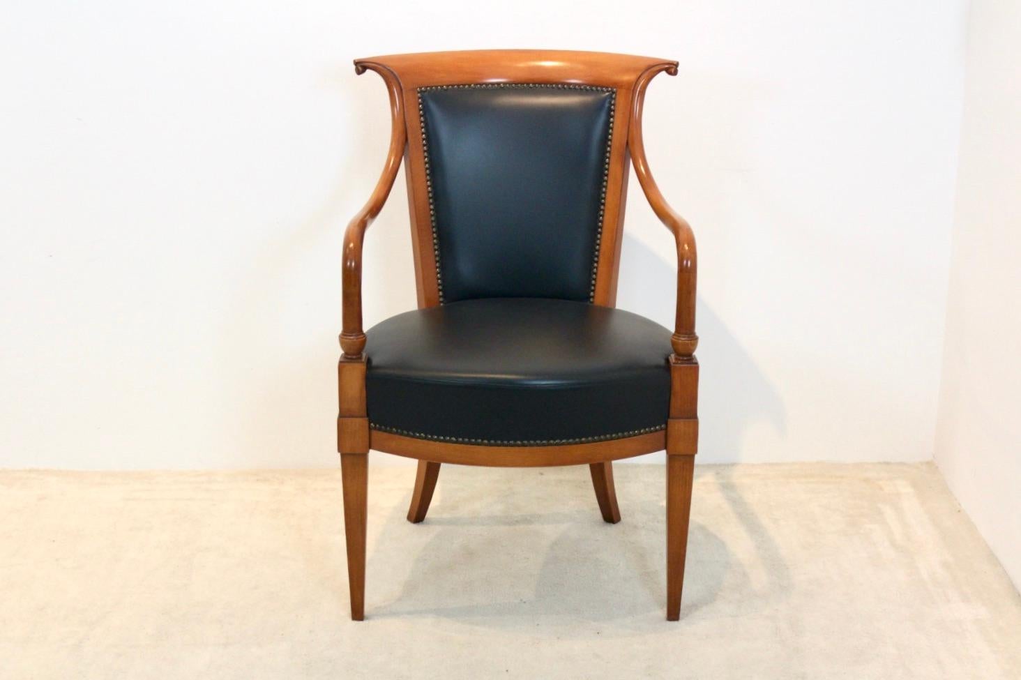 Exclusive Italian ‘Directoire’ Chair by Selva in Solid Beech and Leather 1