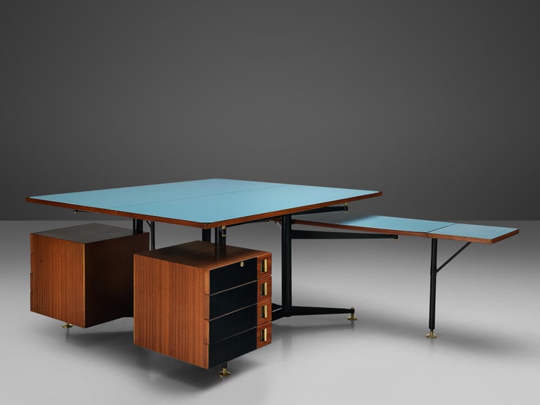 Exclusive Italian Double Desk in Italian Walnut For Sale at 1stDibs