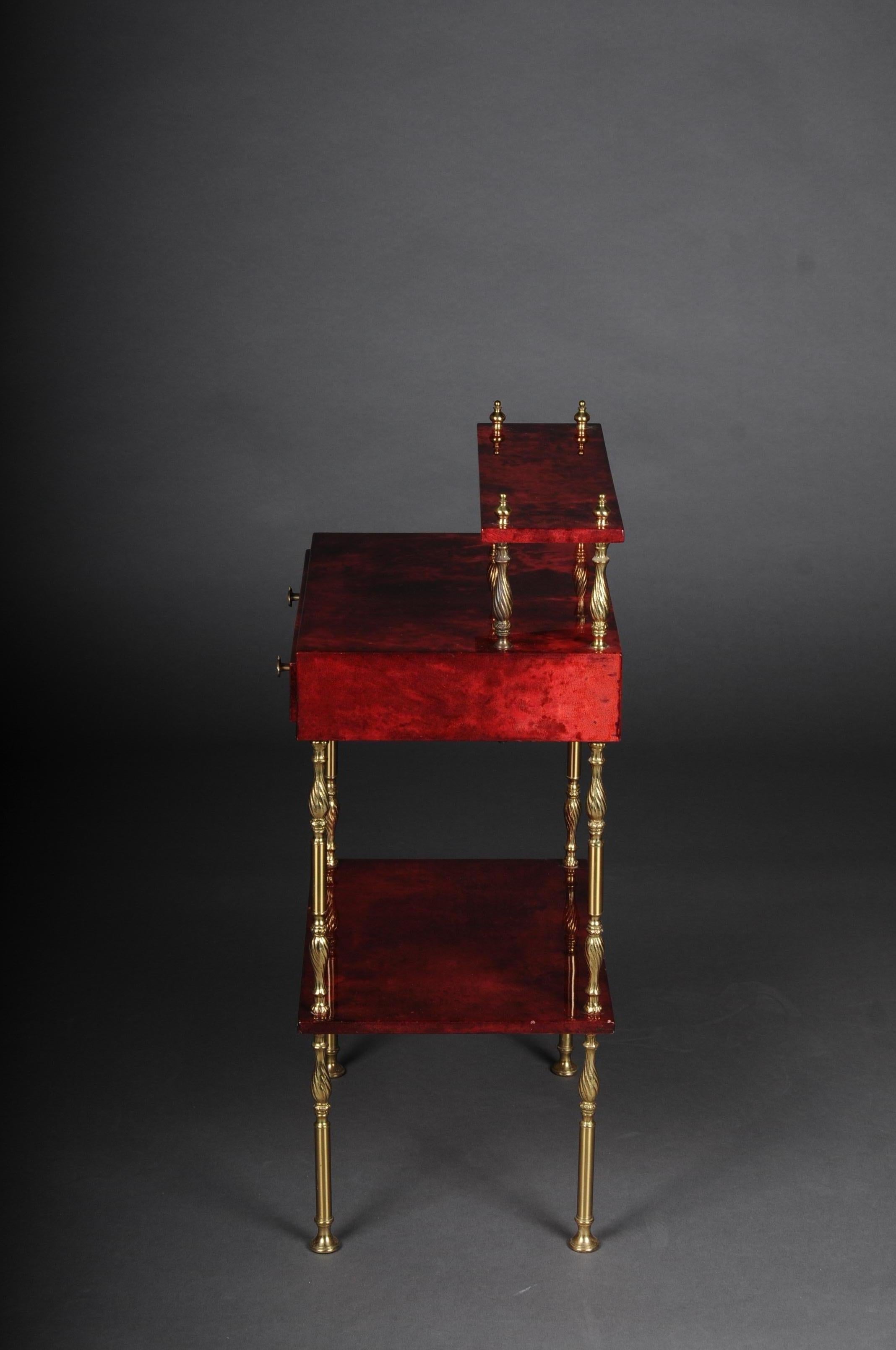 Exclusive Italian Vintage Side Table, Aldo Tura, Red, 1970s 1