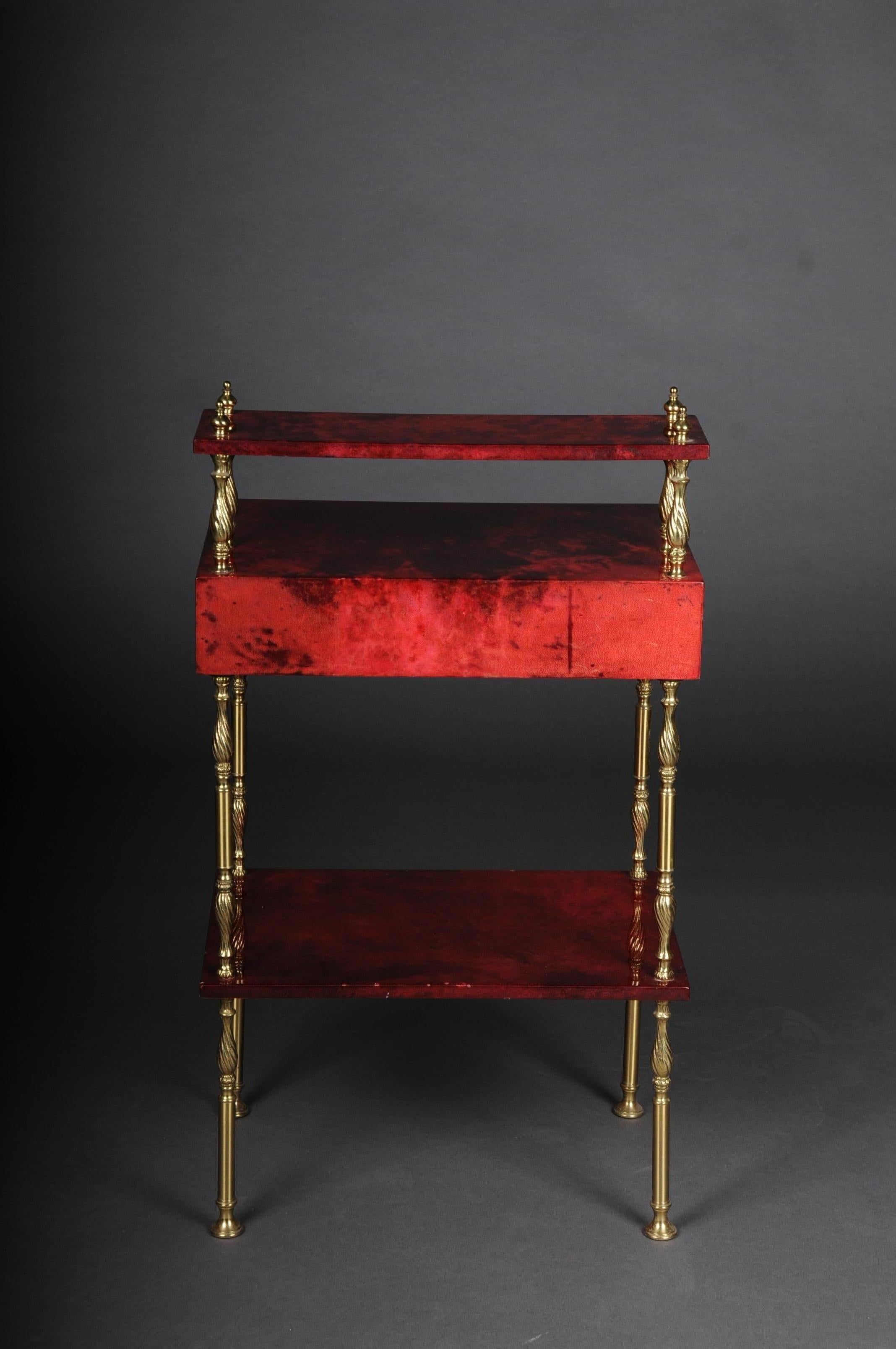 Exclusive Italian Vintage Side Table, Aldo Tura, Red, 1970s 2
