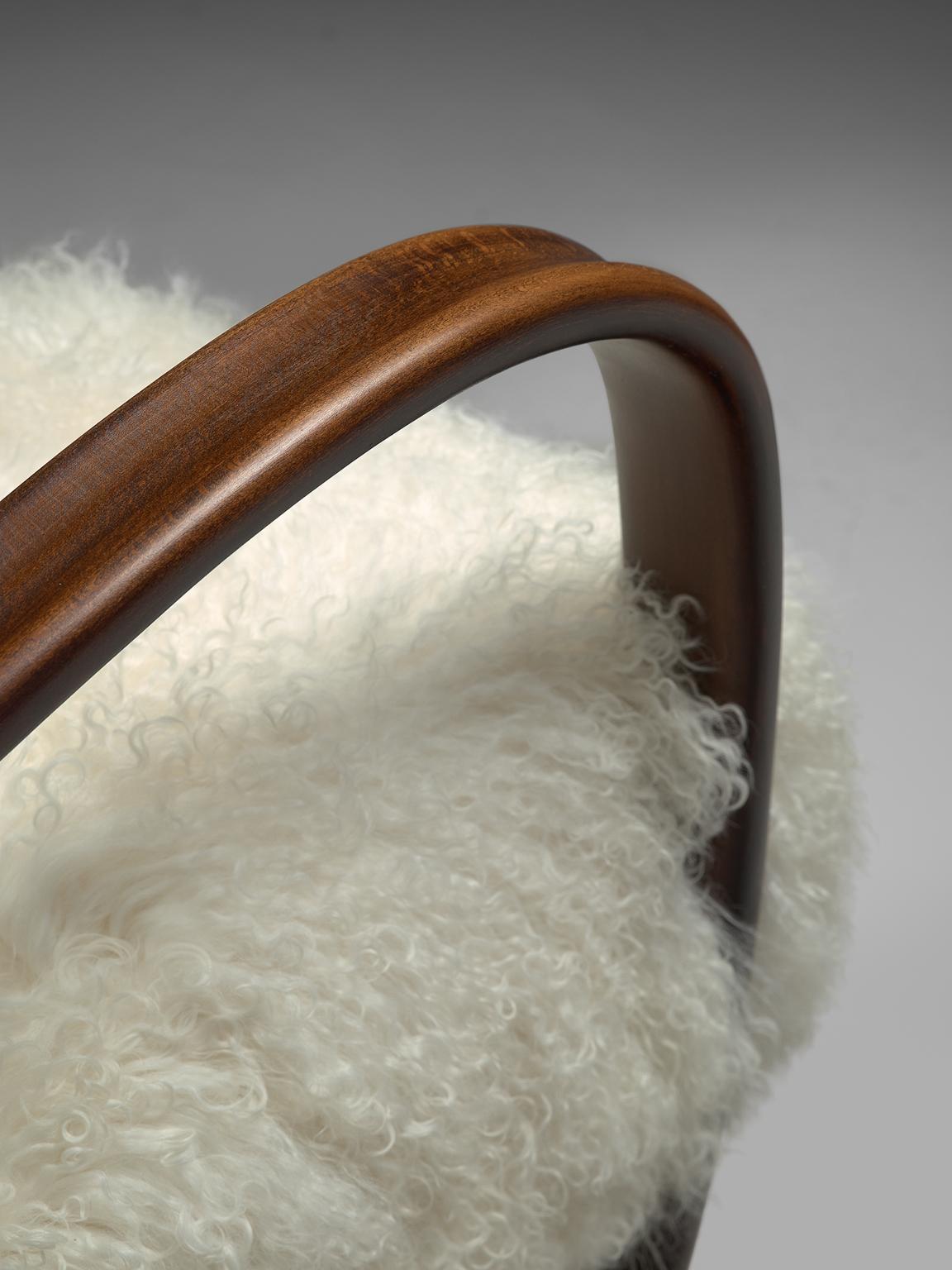 Exclusive Jindrich Halabala Lounge Chairs with Tibetan Lambswool 3