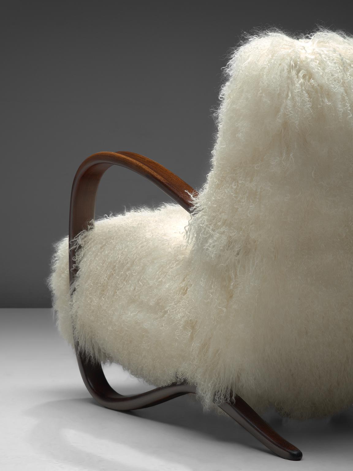 Exclusive Jindrich Halabala Lounge Chairs with Tibetan Lambswool 1