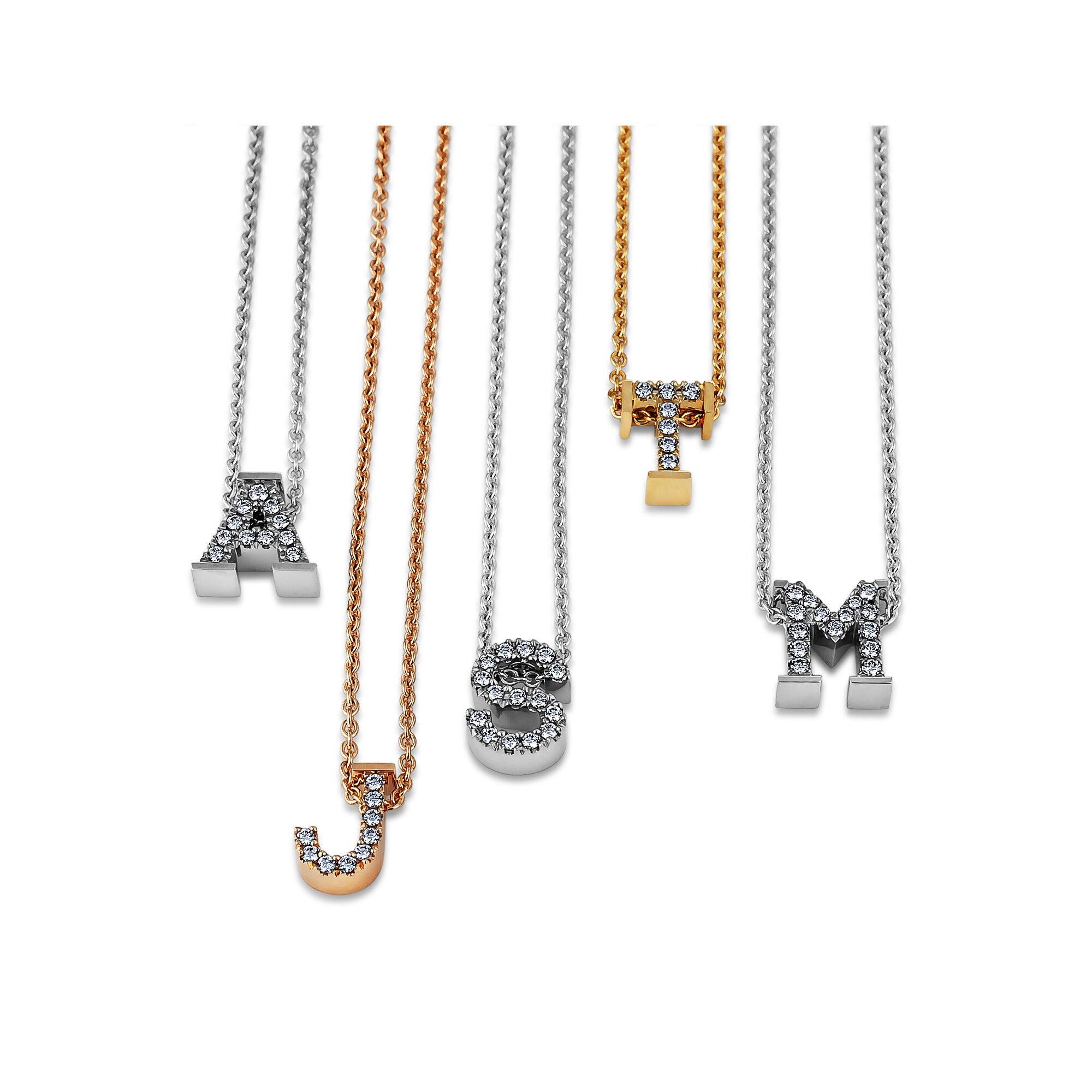 Whatever your initials, they will now be featured in bright lights.  Inspired by the written word and Art Deco typewriter key fonts, these three dimensional alphabet letter charms flash with diamonds and will make anyone's given name shine. 