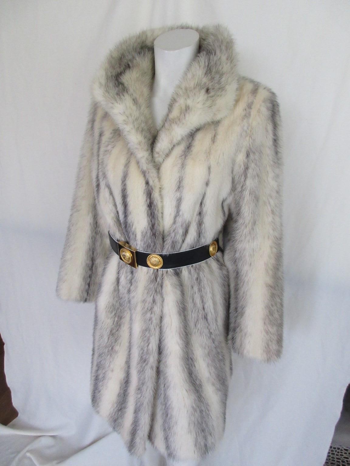 Gray Exclusive Kohinoor Cross Mink Fur Coat For Sale