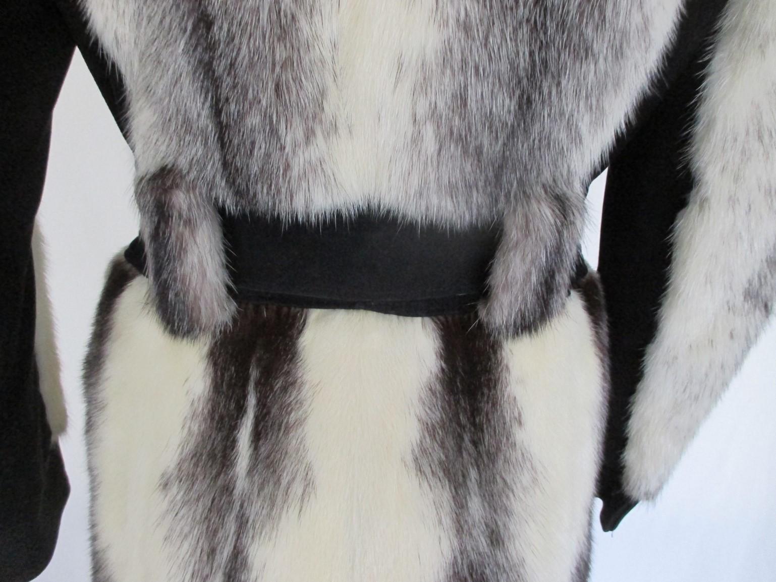 Gray Exclusive Kohinoor Cross Mink Long Fur Coat