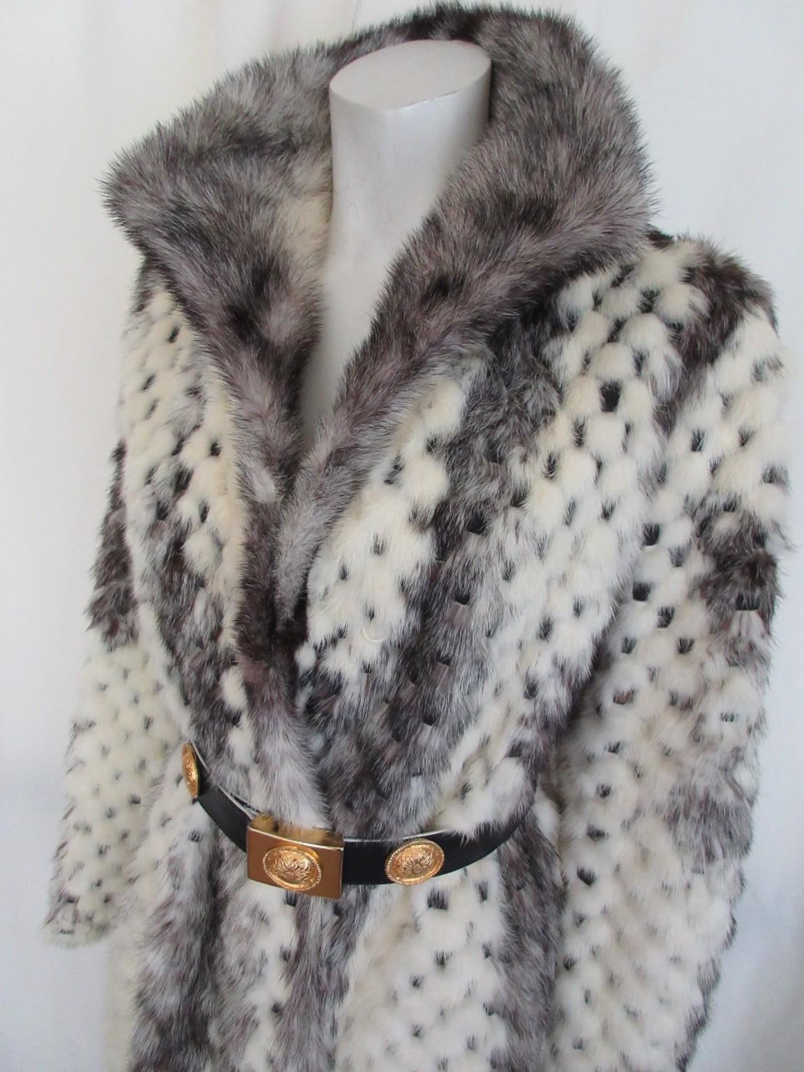Gray Exclusive Kohinoor Long Mink Fur Coat Reversible For Sale