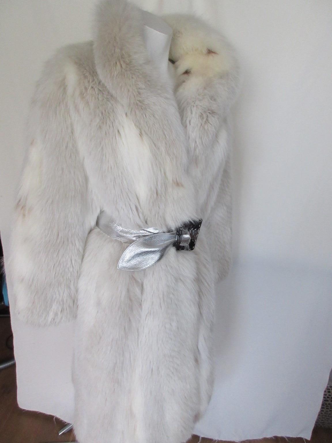 Exclusive Long White Fox Fur Coat 5