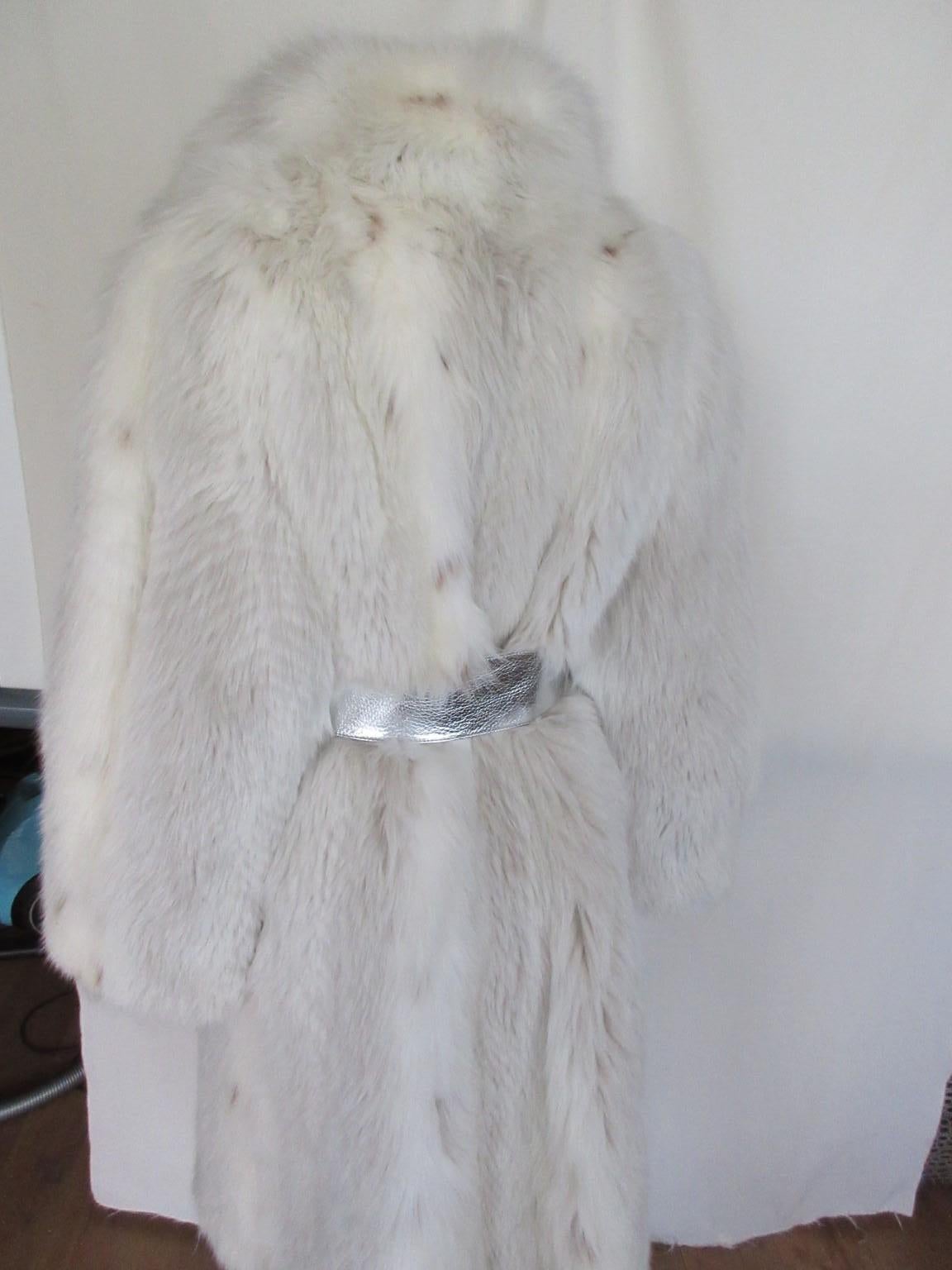 Women's or Men's Exclusive Long White Fox Fur Coat