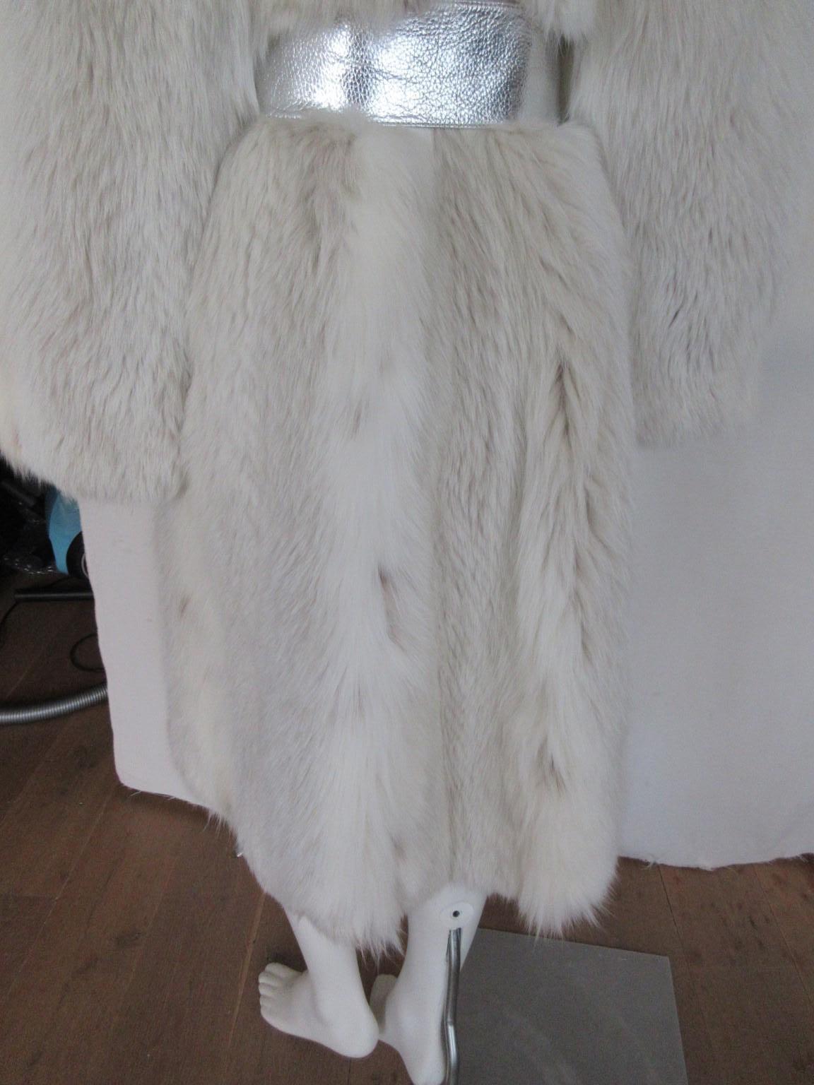 Exclusive Long White Fox Fur Coat 1