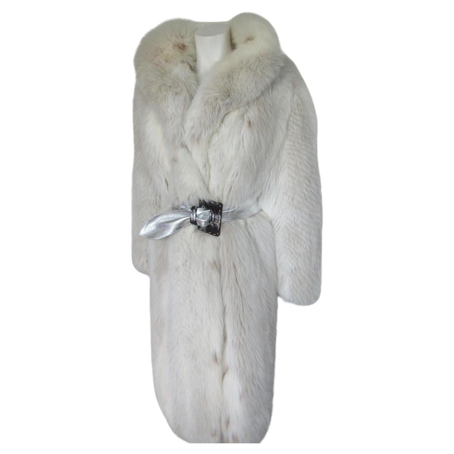 Exclusive Long White Fox Fur Coat