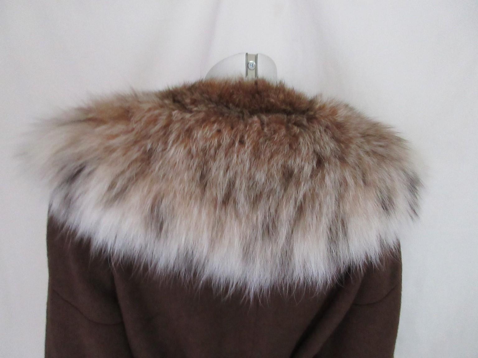 Exclusive Lynx Fur Wool Coat For Sale 2
