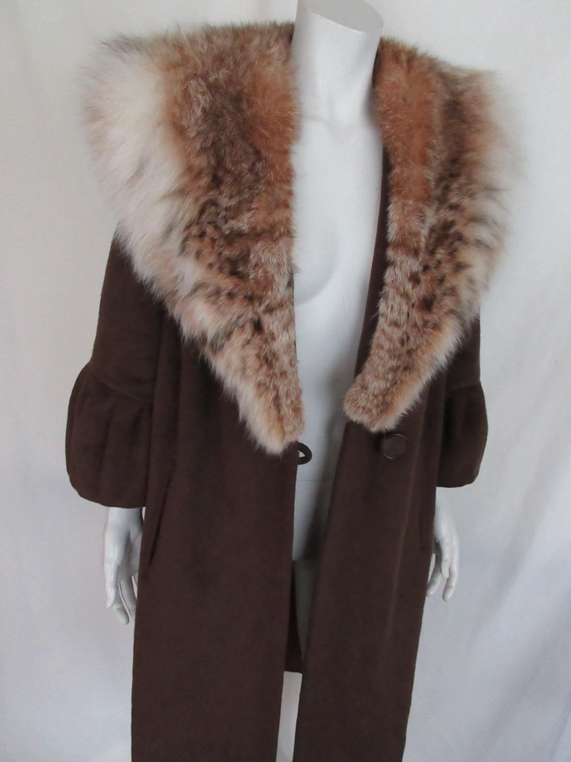 Exclusive Lynx Fur Wool Coat For Sale 4