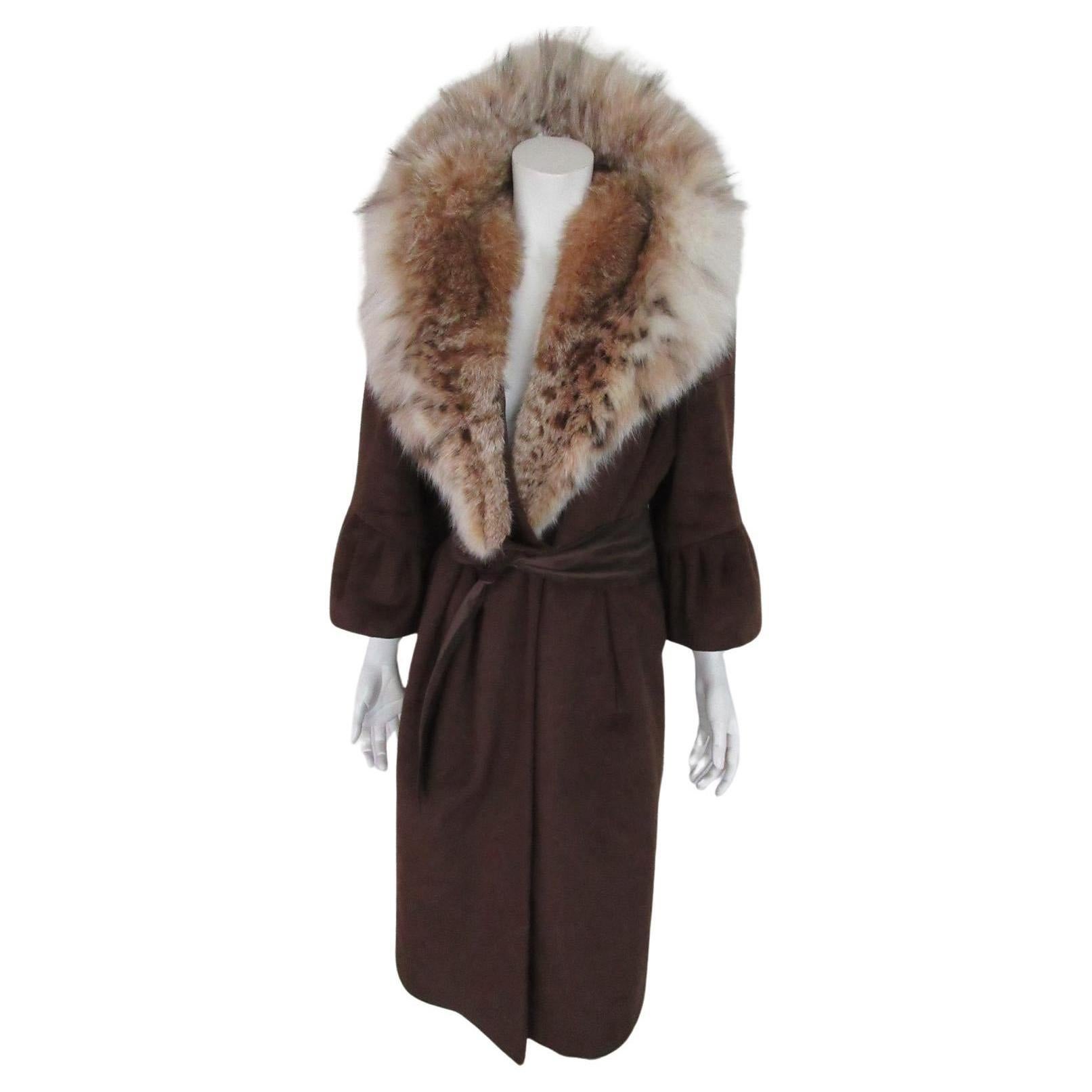 Exclusive Lynx Fur Wool Coat For Sale