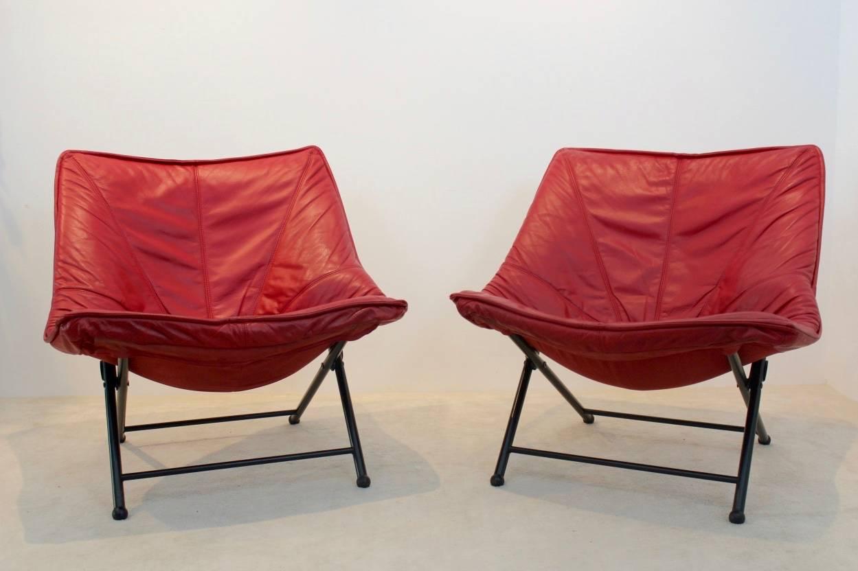 Mid-Century Modern Exclusive Molinari Foldable Easy Chairs Designed by Teun Van Zanten, 1970s