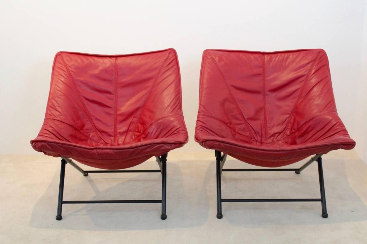 Exclusive Molinari Foldable Easy Chairs Designed by Teun Van Zanten, 1970s In Excellent Condition In Voorburg, NL