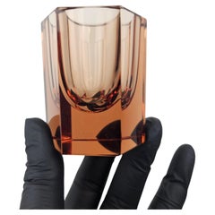 Antique Exclusive Moser Crystal – Set of 6 Faceted Amber Glasses, Czechoslovakia, 1920s