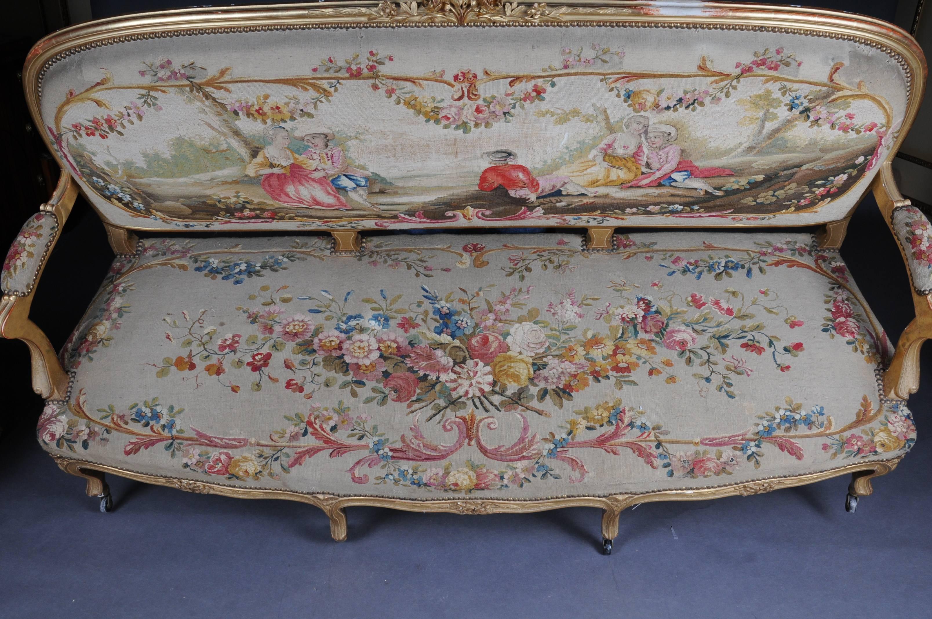 Wood Exclusive Napoleon III Antique French Louis XV/Rococo Salon Group, Gilt