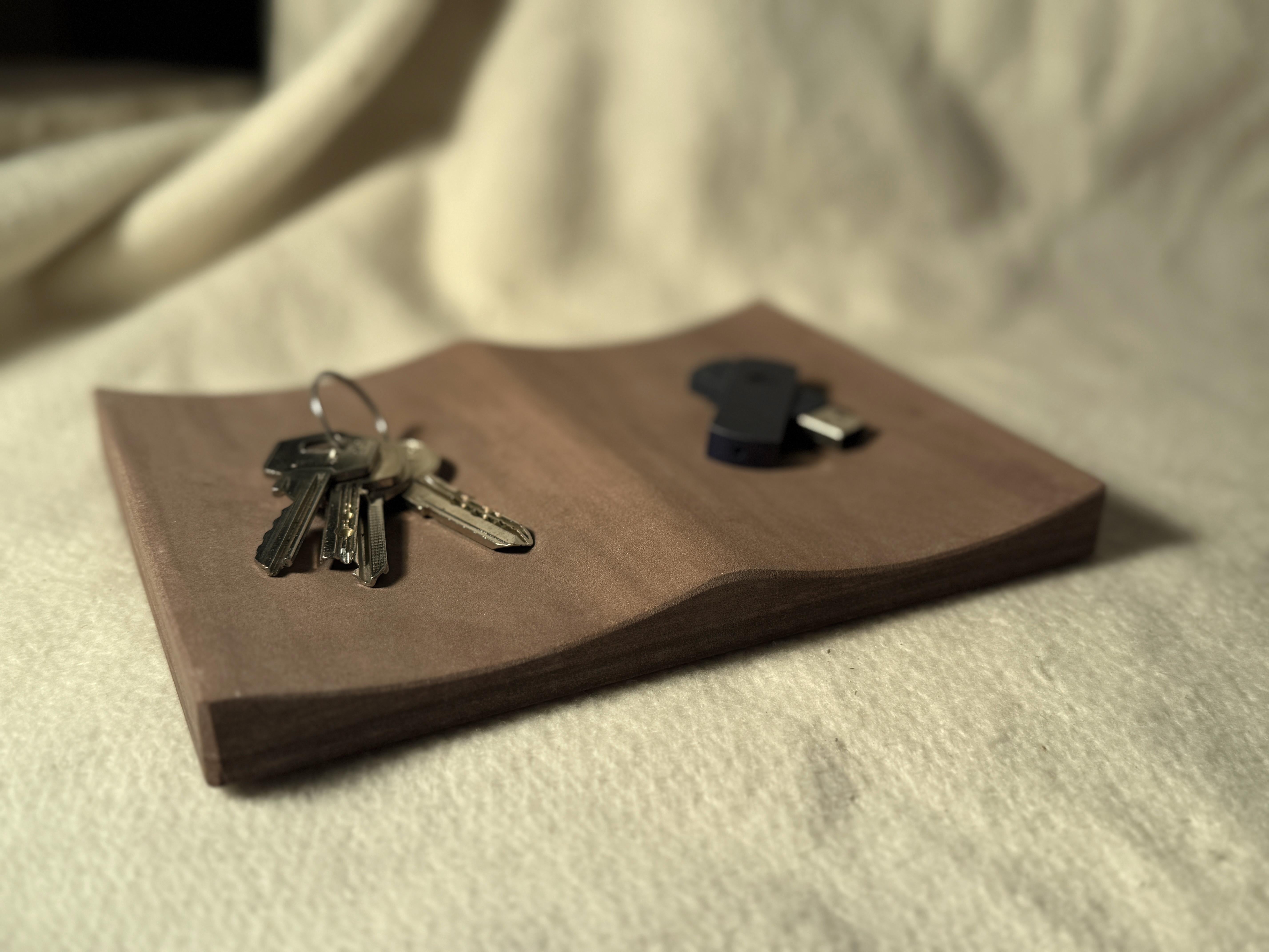 Minimalist Exclusive Natural Stone Design Luxury Jewelry Tray Brazilian Chocolate Limestone For Sale