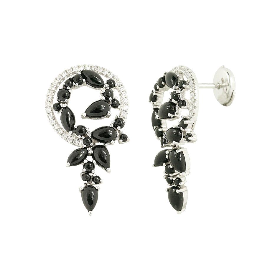 Exclusive Onyx Diamond Pink White Earrings