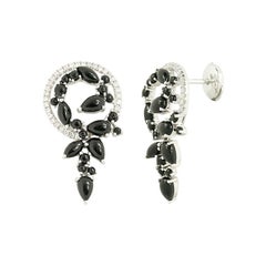 Boucles d'oreilles exclusives en onyx et diamants roses et blancs
