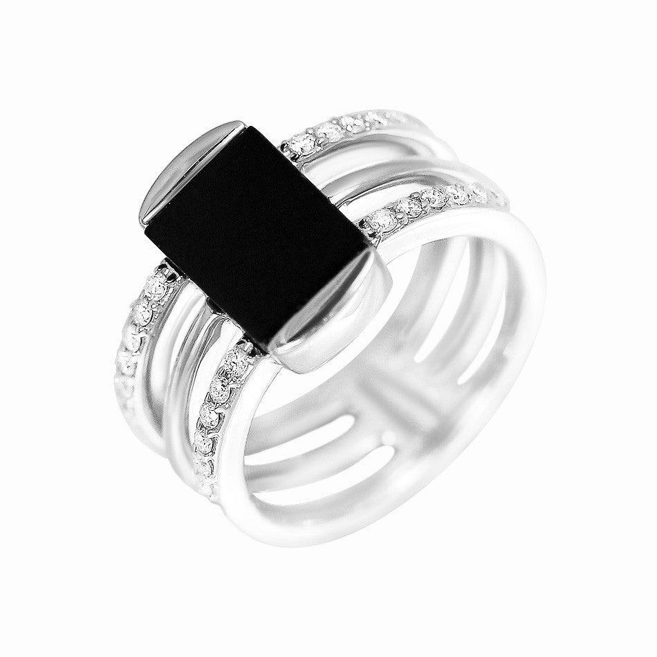 For Sale:  Exclusive Onyx Diamond White Gold Ring 4