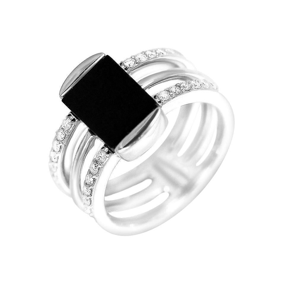 Exklusive Onyx-Diamant-Ring aus Weißgold