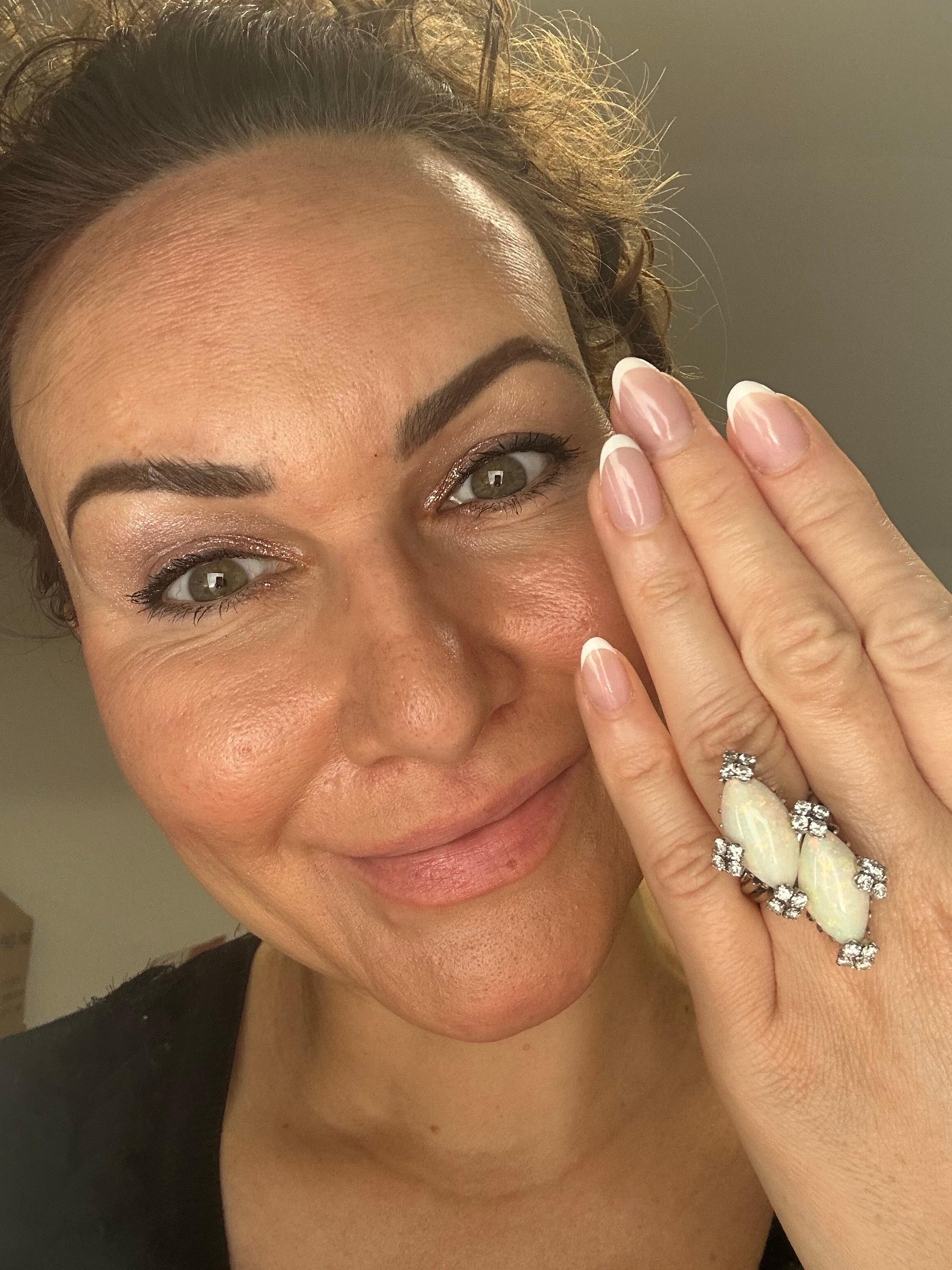 Anillo exclusivo Ópalo Diamante 14KT oro en venta 5