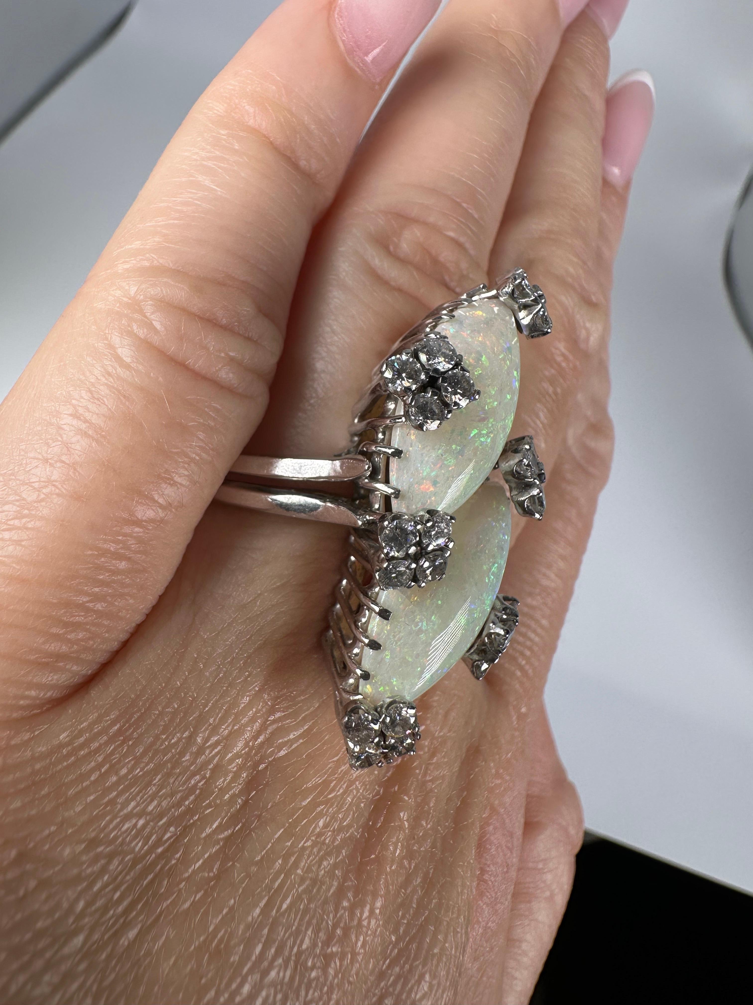 Anillo exclusivo Ópalo Diamante 14KT oro Corte brillante en venta