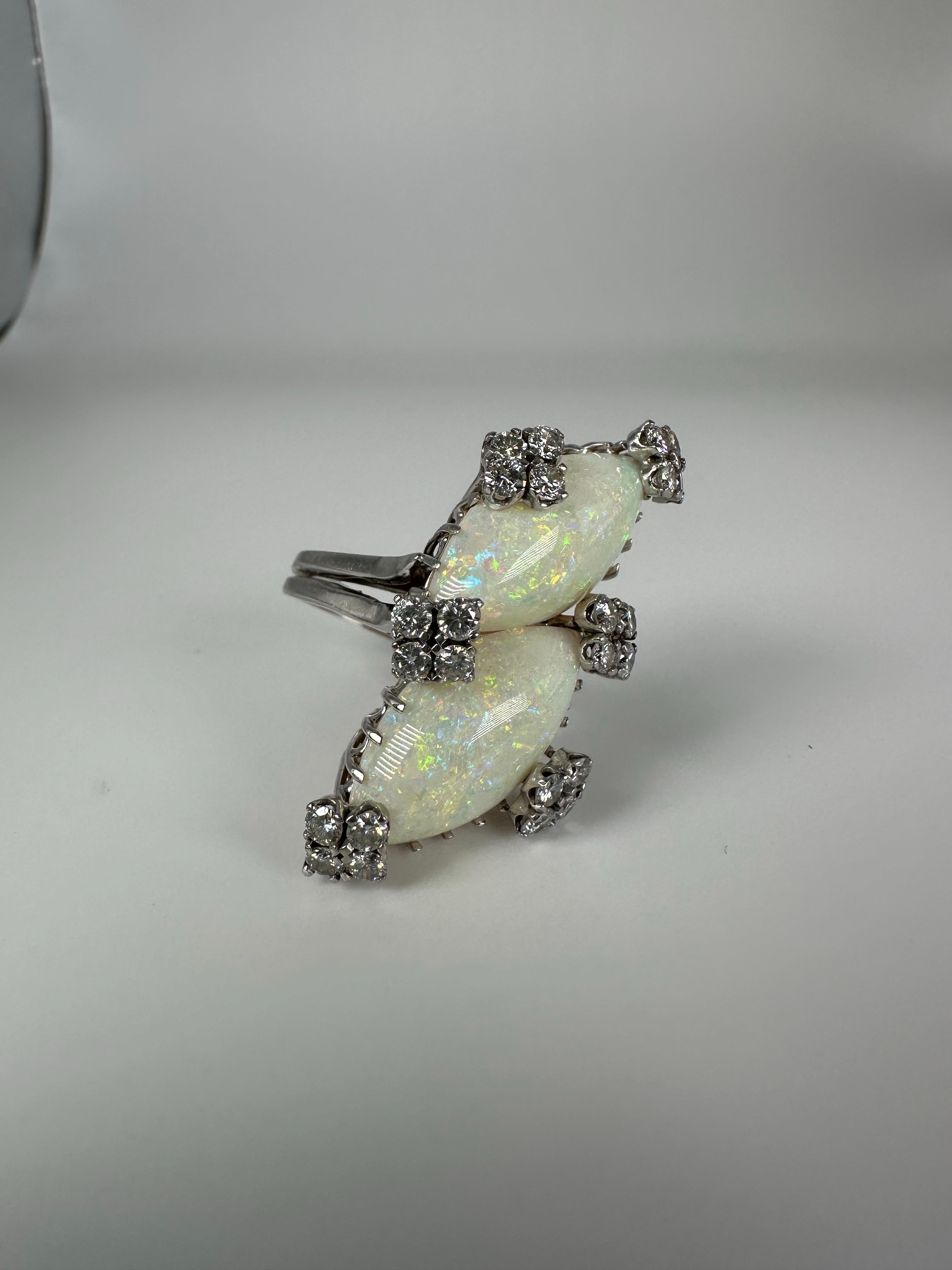 Anillo exclusivo Ópalo Diamante 14KT oro en venta 3