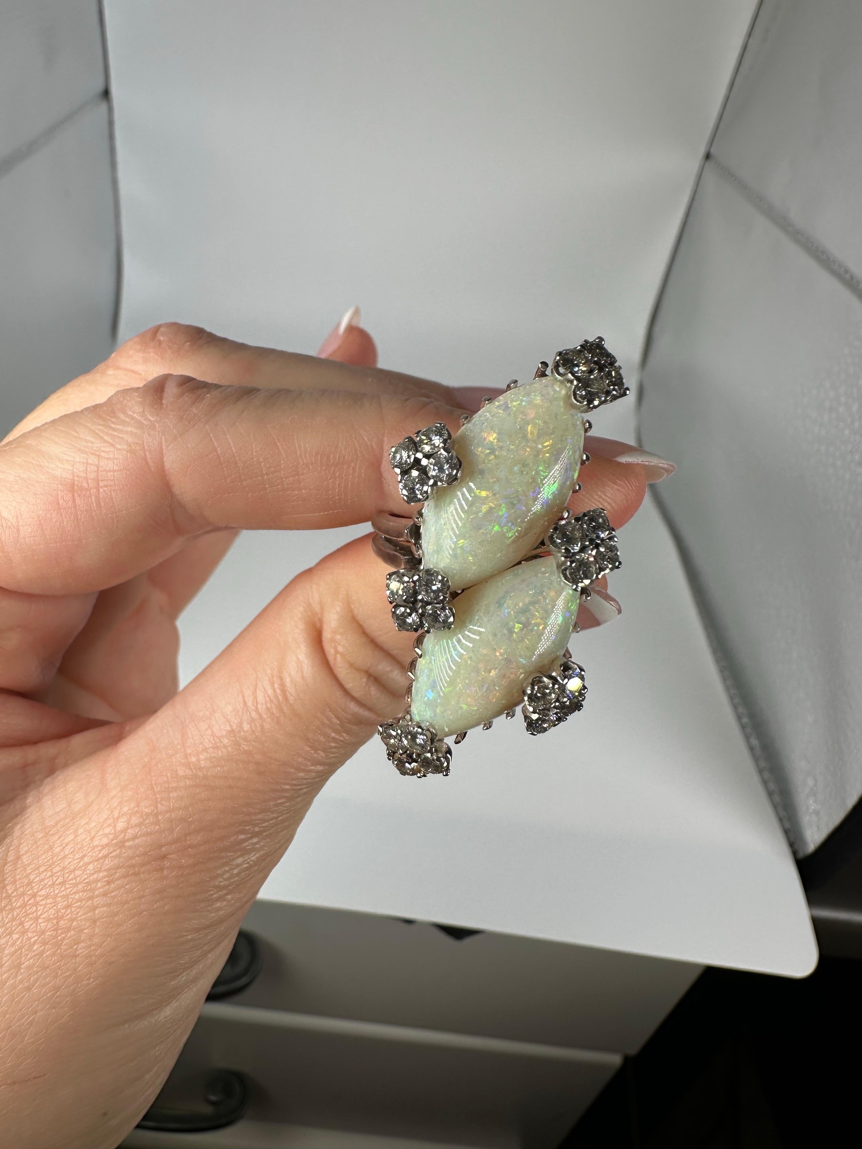 Anillo exclusivo Ópalo Diamante 14KT oro en venta 4