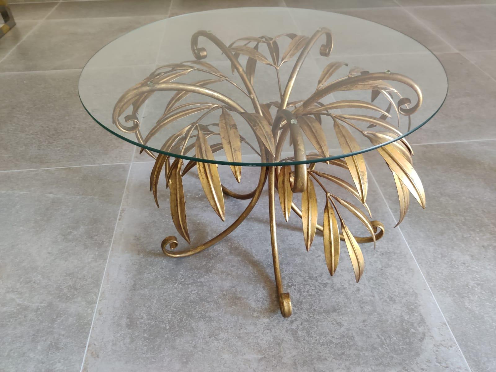 Exclusive Pair of Gilded Palm Side Tables by Hans Kögl, 1970s In Good Condition In Benalmadena, ES