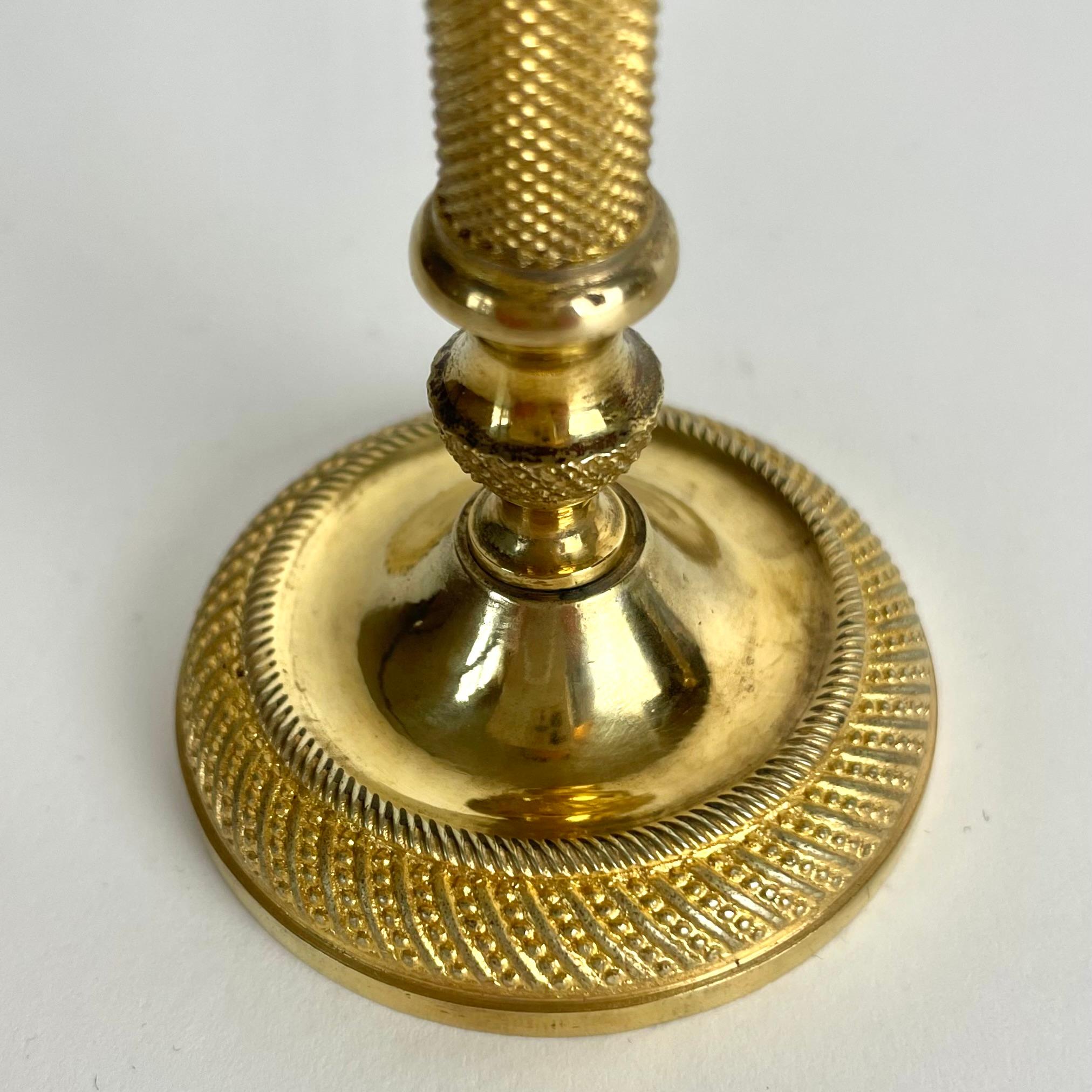 Exclusive Pair of Miniature Gilt Bronze Candlesticks – Empire, France c. 1820 For Sale 2