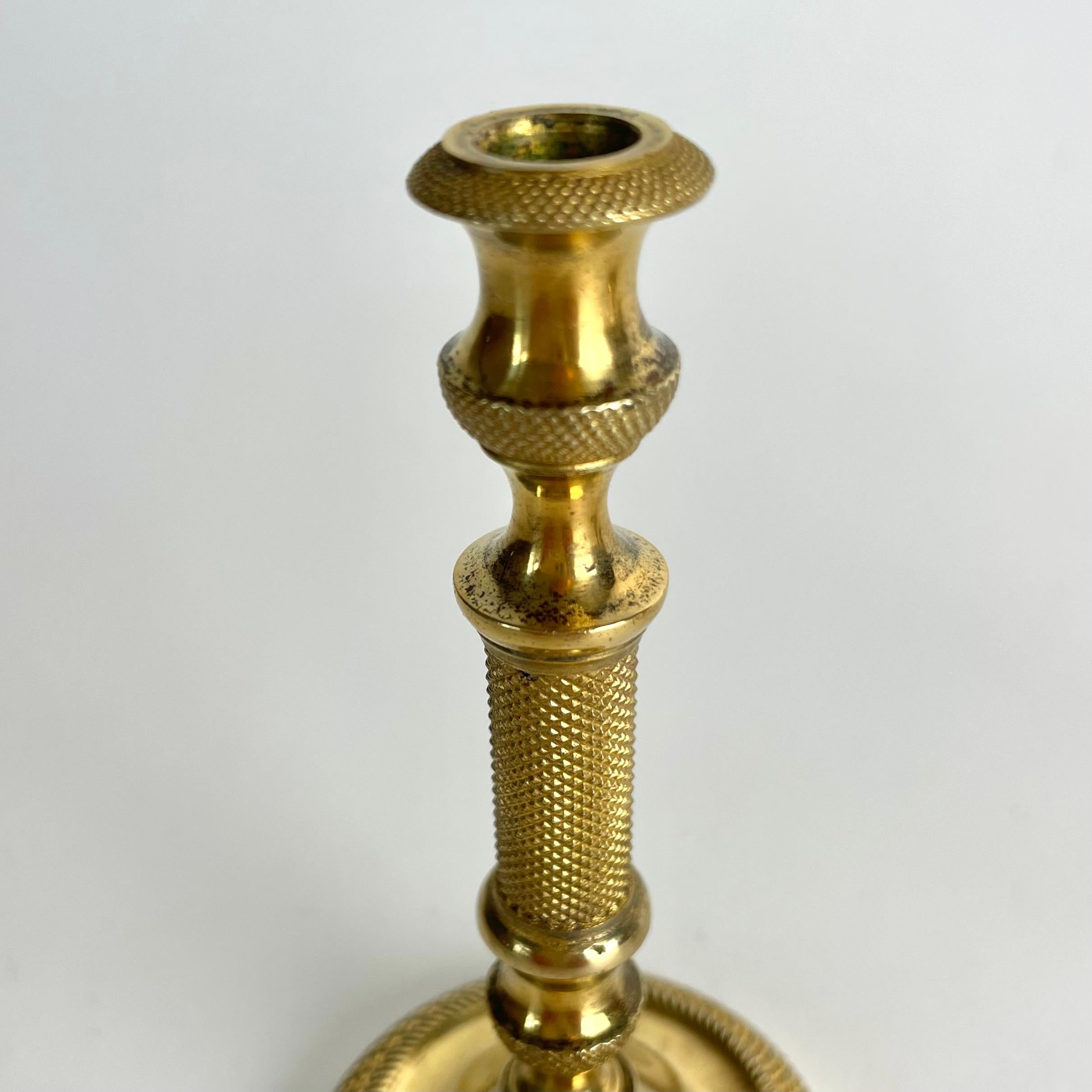 Exclusive Pair of Miniature Gilt Bronze Candlesticks – Empire, France c. 1820 For Sale 3