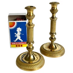 Exclusive Pair of Miniature Gilt Bronze Candlesticks – Empire, France c. 1820