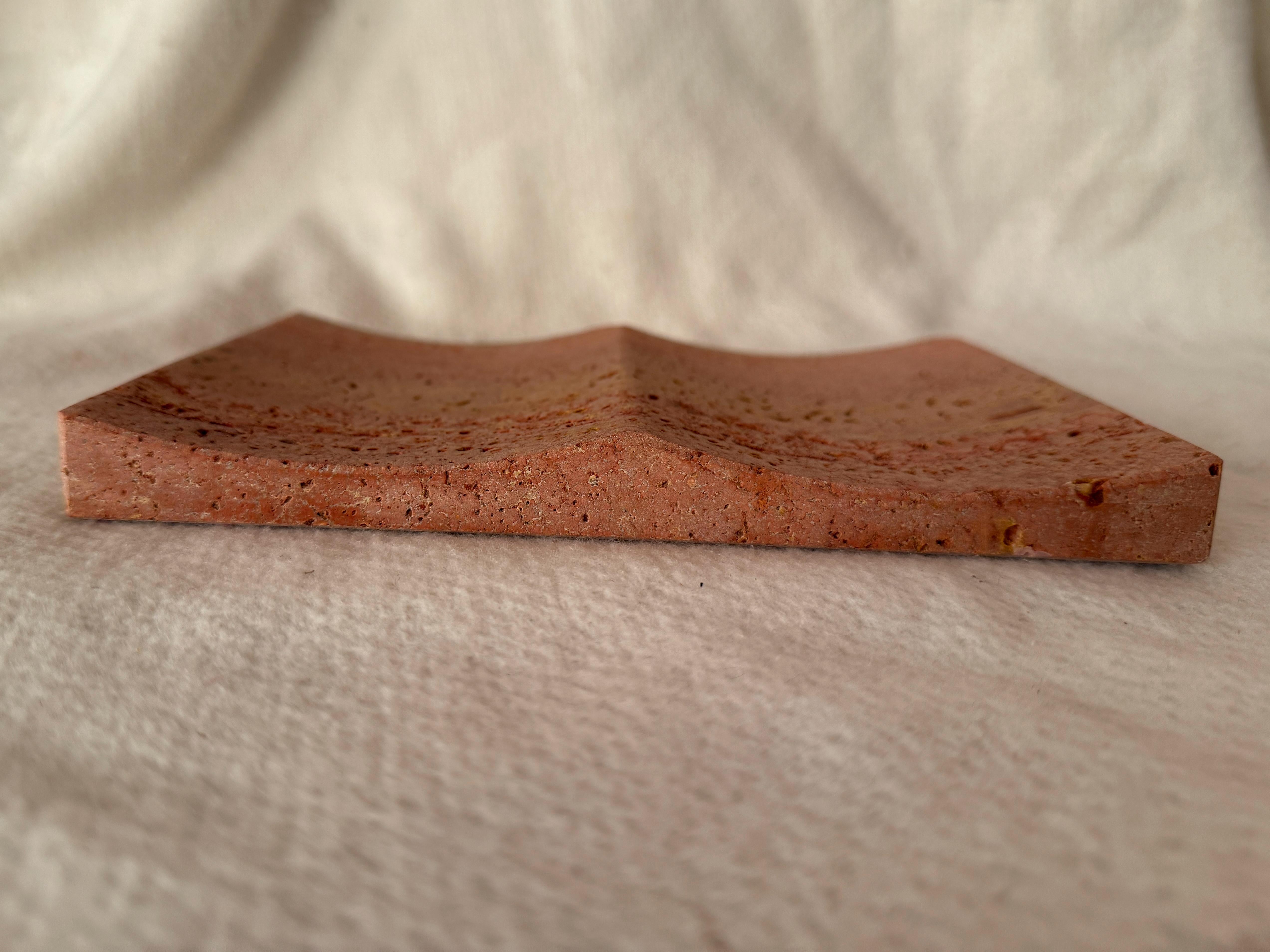 Spanish Exclusive Persian Red Travertine Luxury Jewelry Tray Minimalist Unique Design For Sale