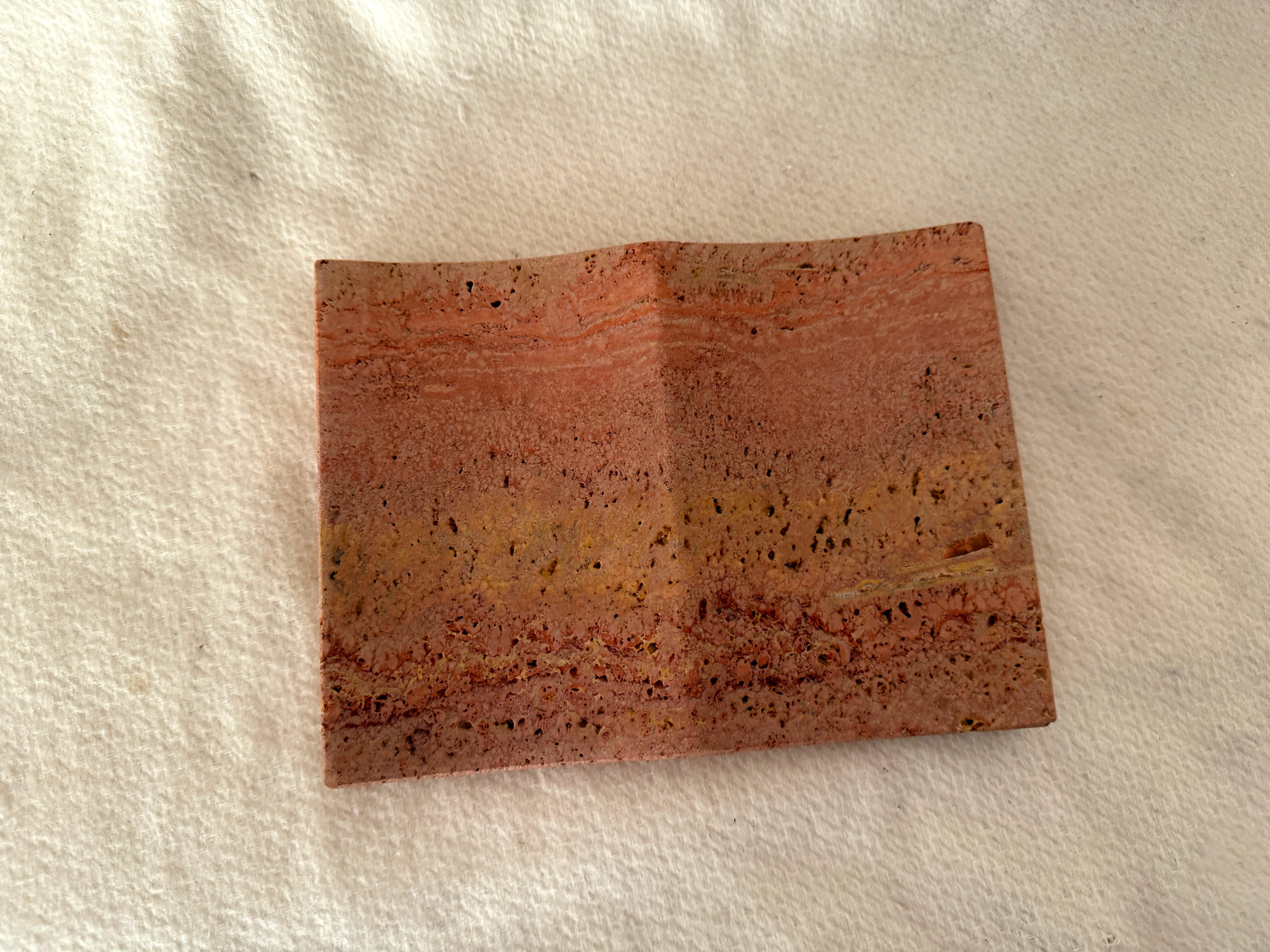 Hand-Crafted Exclusive Persian Red Travertine Luxury Jewelry Tray Minimalist Unique Design For Sale