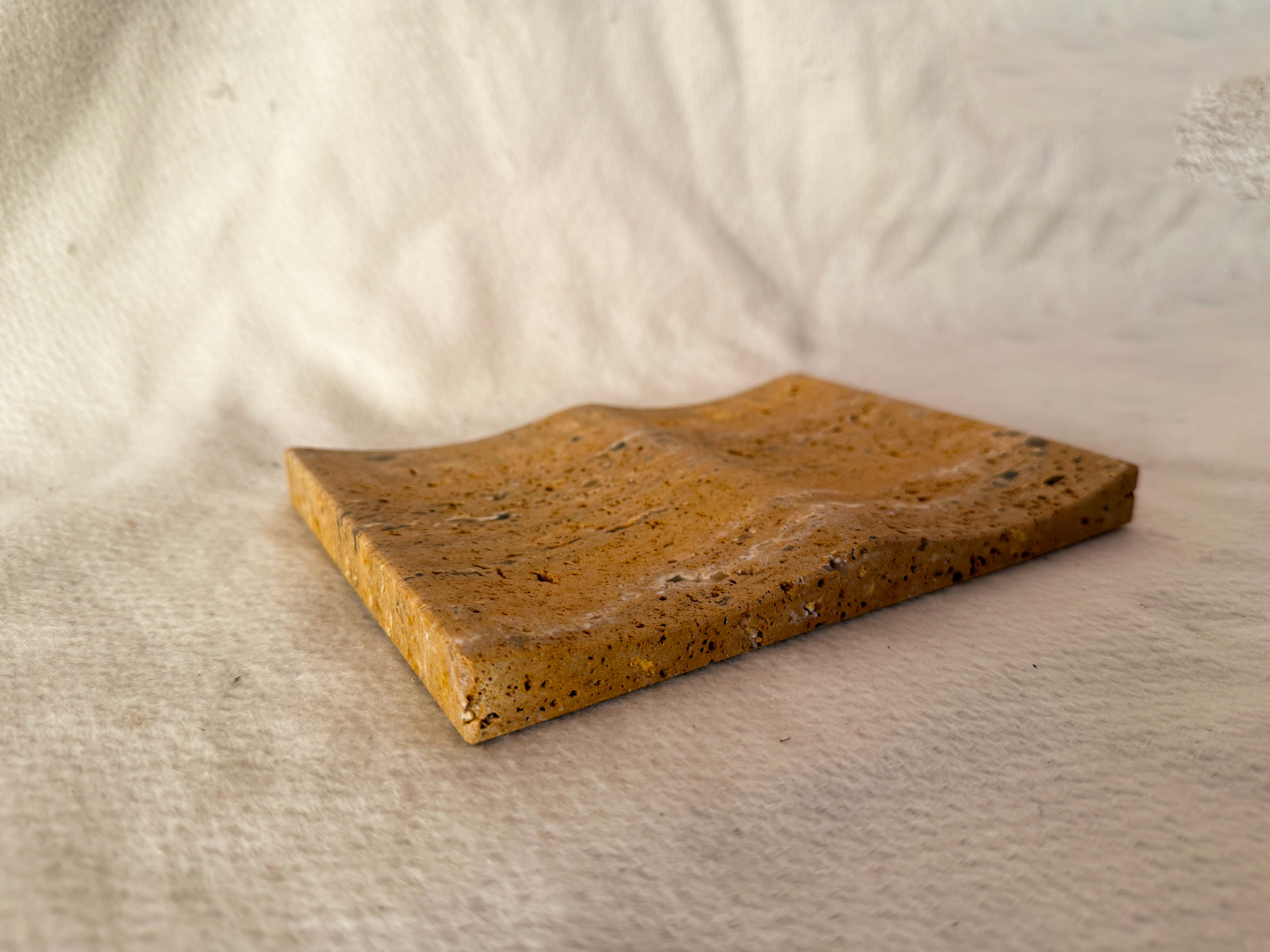Spanish Exclusive Persian Yellow Travertine Luxury Jewelry Tray Minimalist Design For Sale