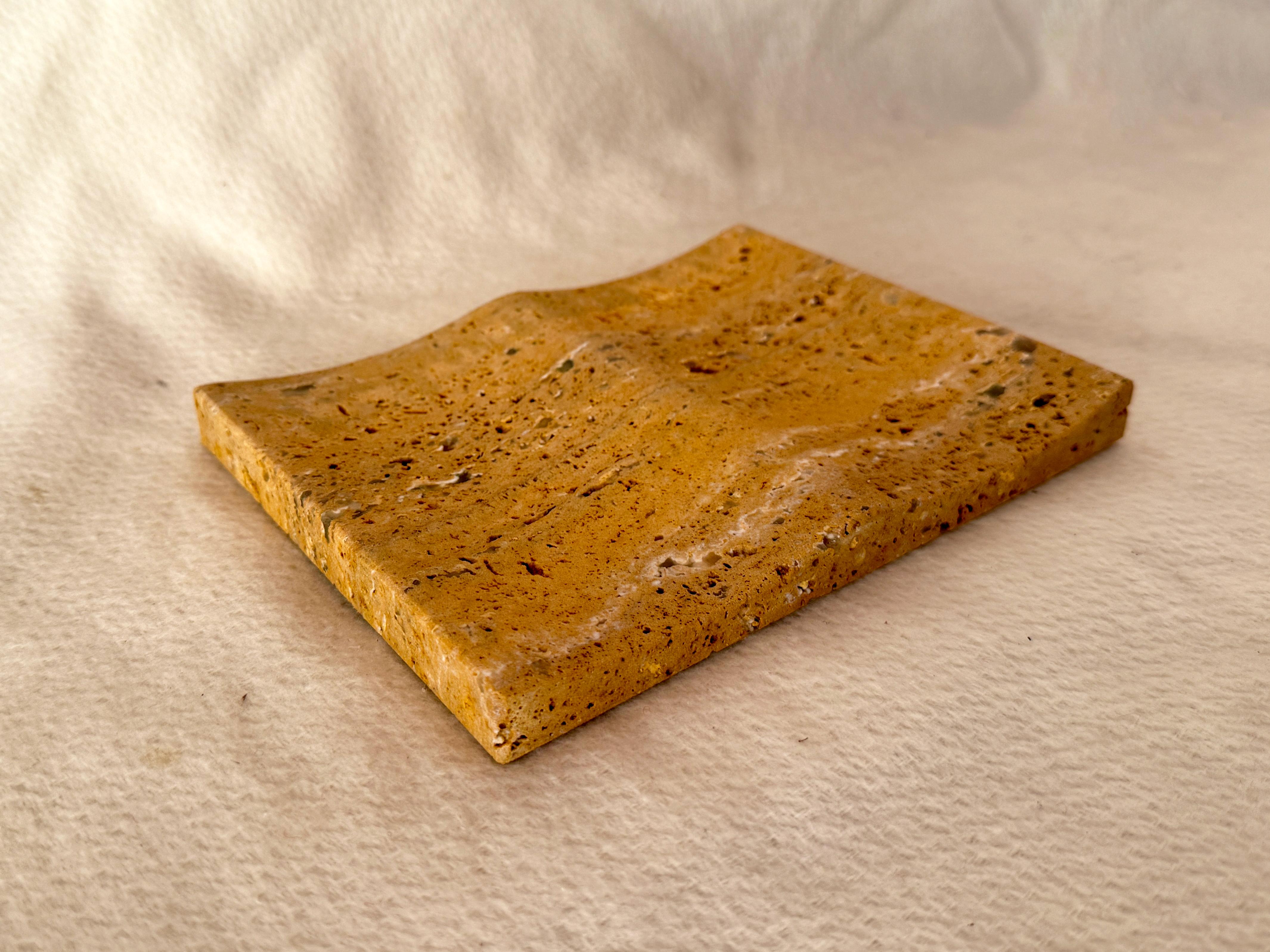 Contemporary Exclusive Persian Yellow Travertine Luxury Jewelry Tray Minimalist Design For Sale