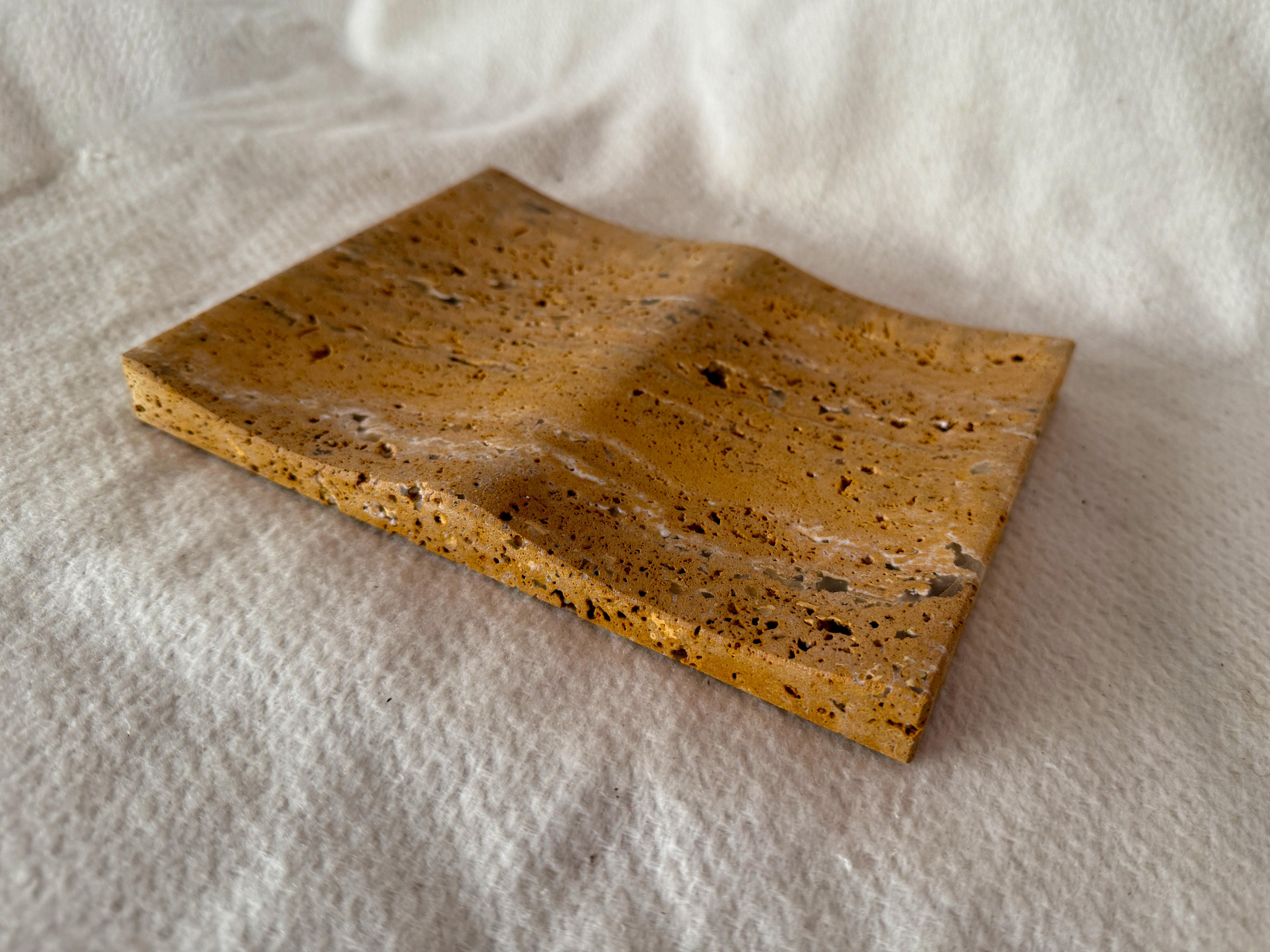 Exclusive Persian Yellow Travertine Luxury Jewelry Tray Minimalist Design For Sale 1