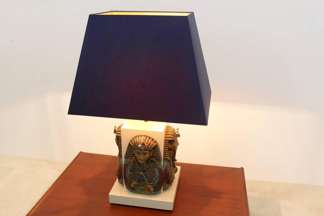 Exklusive Pharaoh Toetanchamon-Tischlampe, Frankreich 1950er Jahre im Angebot 4